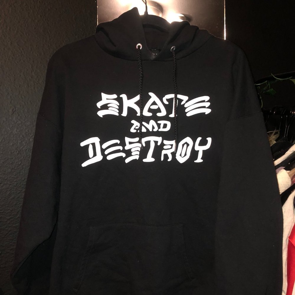 Thrasher Mag Black Skate and Destroy Hoodie - Size Large